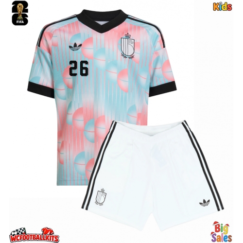 Belgium Matias Fernandez-Pardo #26 Replica Away Stadium Kit for Kids World Cup 2026 Short Sleeve (+ pants)
